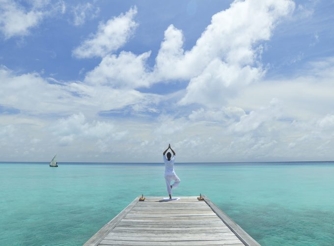 Wallpaper Yoga, beach, sea, blu, sky, Sport 294487591